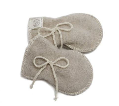 Organic Merino Wool Baby Mittens Sand 4-12 Months