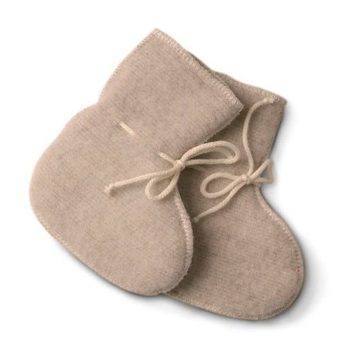 Organic Merino Wool Baby Booties/Socks Sand 9-12 Months