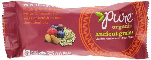 Pure Organic Ancient Grains Nut Bar, Triple Berry, 12 Count
