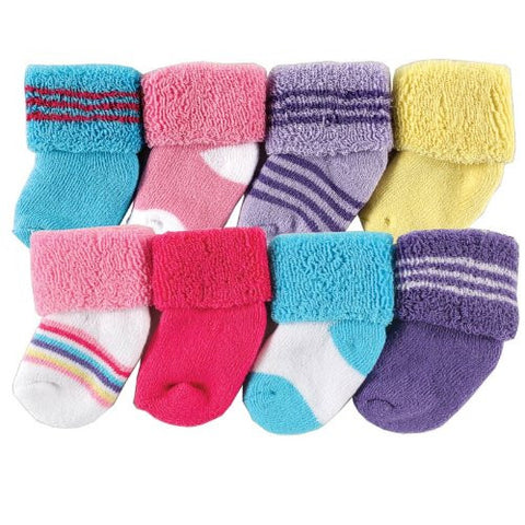Luvable Friends, Newborn Socks, 8 Pack, Pink