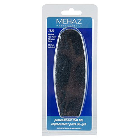 Mehaz Stainless Steel Pro Foot File Easy Peel Pad, 60 grit, 50 Pack