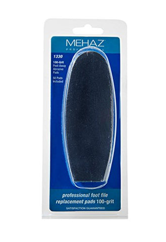 Mehaz Stainless Steel Pro Foot File Easy Peel Pad, 100 grit, 50 Pack