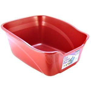VAN NESS PLASTIC MOLDING HIGH SIDES CAT PAN, ASSORTED 17.5X15X8.5 IN