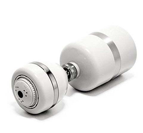 KDF Shower Filter with KDF and back flush attachment and with white massage shower head