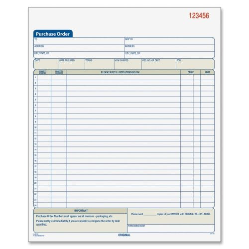Adams Purchase Order Book, 2-Part, Carbonless, 50 Sets/Book, 8-3/8" x 10-11/16"