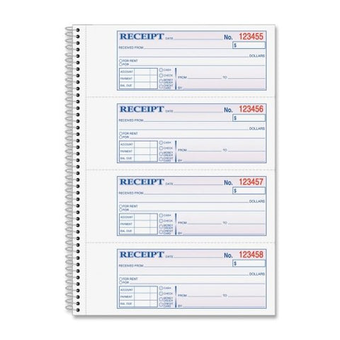 Adams Money/Rent Receipt Book (Spiral), 200 Sets/Book