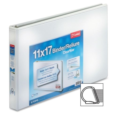 Cardinal 11" x 17", ClearVue Slant-D Ring Binder, 1", White