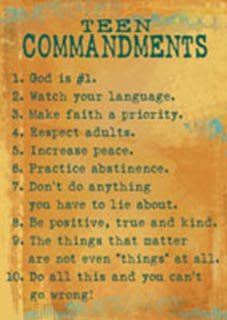 Teen Commandments Prayer Cards