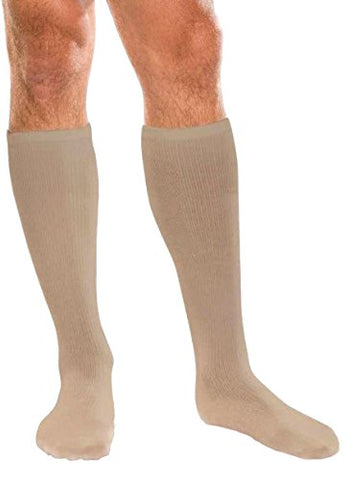 Core-Spun Support Socks for Men and Women, 15-20mmHg, Khaki, Large