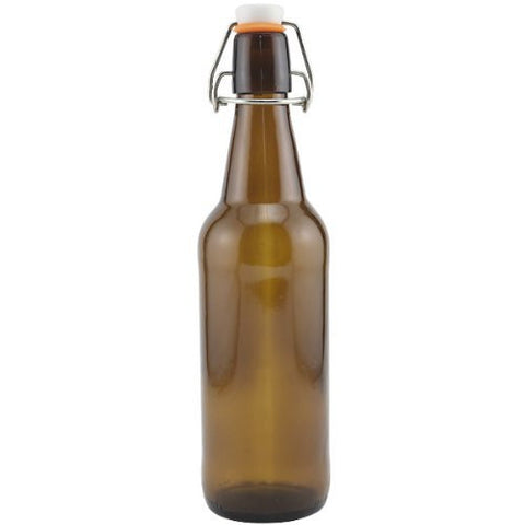 Amber E-Z Cap Bottles, Litre - Case/12 with caps