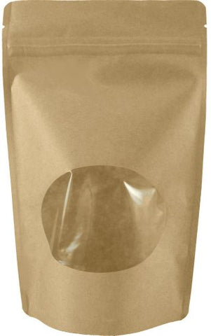 Oval Window Stand-up Food Pouches, 4 oz - Kraft 6 Mil (5 1/8" X 3 1/8" X 8 1/8") - 25 bags/pack (not in pricelist)