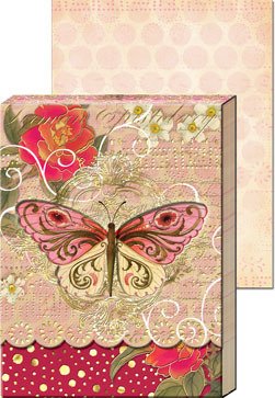 Die-Cut Window Pocket Note Pads, Pink Swirl Butterfly