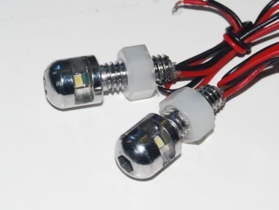 OZ-USA Chrome Tag Led Light Hex Bolt Motorcycle Custom Chopper License Plate Relocation (2 pcs.)
