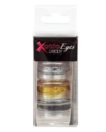 Xotic Eyes - Pasty Glitter Glue - Black, Gold & Silver Pack of 3