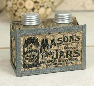 Mason Jar Salt and Pepper Caddy with Burlap