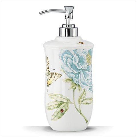 BLUE FLORAL GARDEN LOTION DISPENSER