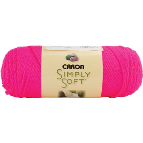 Caron Simply Soft Yarn - Solid Neon Pink 315 Yards 6 OZ
