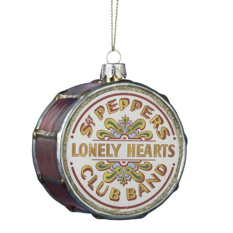 BEATLES™ GLASS "SGT PEPPERS LONELY HEARTS CLUB" DRUM HEAD ORNAMENT