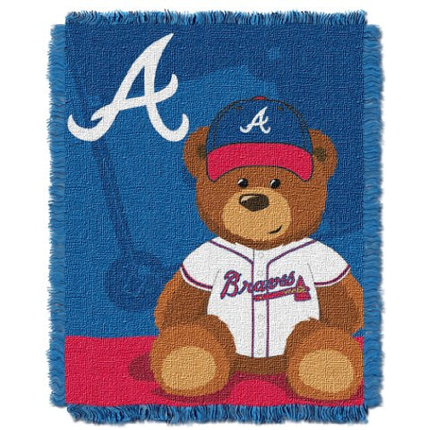 Atlanta Braves MLB "Field Bear" Baby Woven Jacquard Throw 36” x 46”