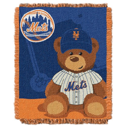 New York Mets MLB "Field Bear" Baby Woven Jacquard Throw 36” x 46”