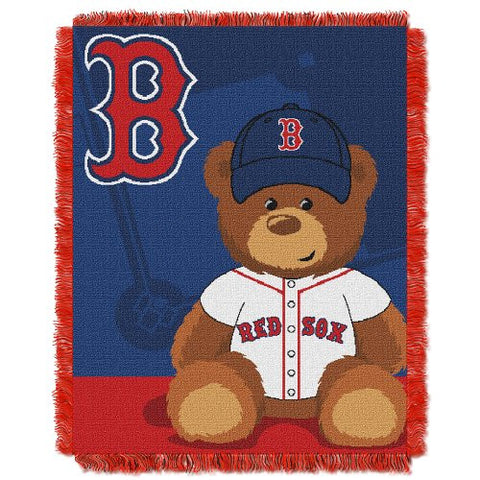 Boston Red Sox MLB "Field Bear" Baby Woven Jacquard Throw 36” x 46”