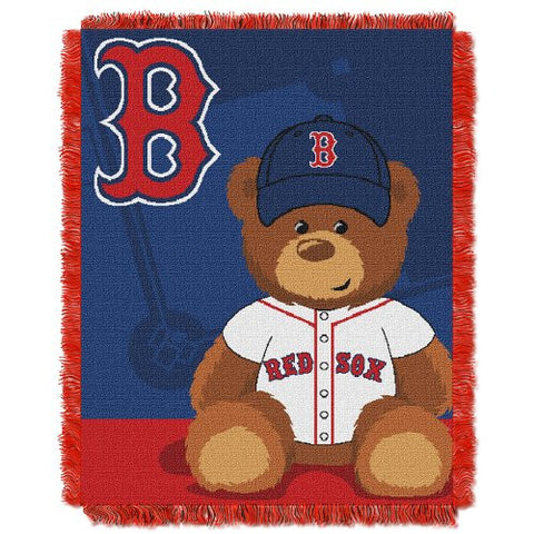 Boston Red Sox MLB "Field Bear" Baby Woven Jacquard Throw 36” x 46”