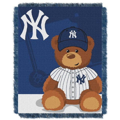 New York Yankees MLB "Field Bear" Baby Woven Jacquard Throw 36” x 46”
