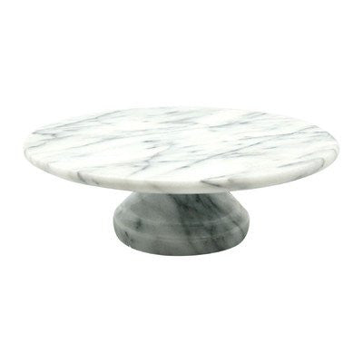 WHITE MARBLE - 10” x 10” Cake Plate on Pedestal
