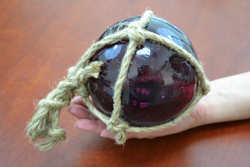 Reproduction Purple Glass, Float Ball with Fishing Net, 5 in.
