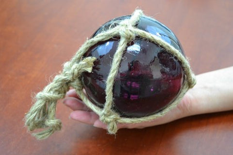 Reproduction Purple Glass, Float Ball with Fishing Net, 5 in.