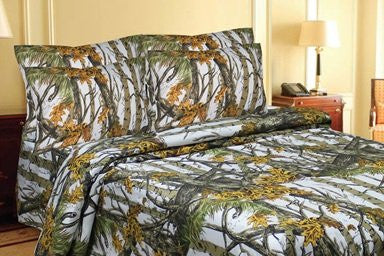 Regal Comfort White Snow Woodland Camo Super Soft Microfiber 6 Piece Sheet Set 800 Thread Count King