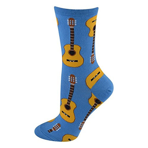 Women's Socks Acoustic Guitars, Cornflower Blue