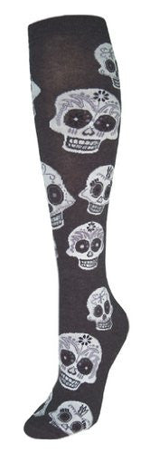 Big Muertos Skull Knee High Charcoal Heather