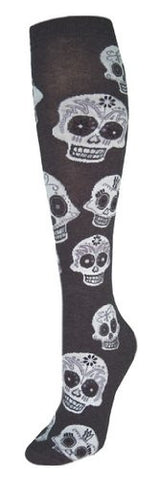 Big Muertos Skull Knee High Charcoal Heather