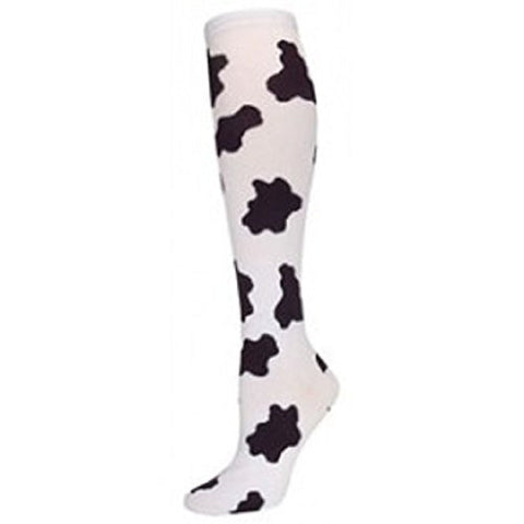 Cow Spots Knee High Socks, White