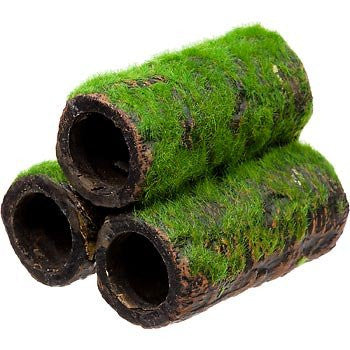 Deco-Replicas  Grass Hide-Away, 3''L X 2 1/4H'- Large Pipes with Club Moss