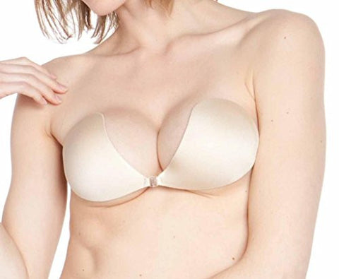 NuBra Seamless U Adhesive Bra with Demi Cups, Sz L, Nude