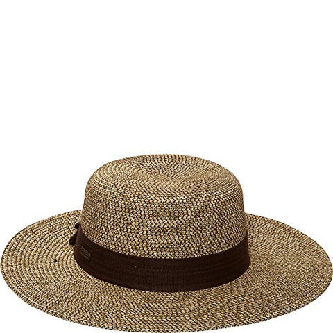 Clara Sewn Paper Braid Hat with Cotton Trim, 3.5" Brim - Black