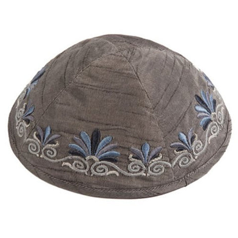 Kippah - Embroidered - Oriental Gray