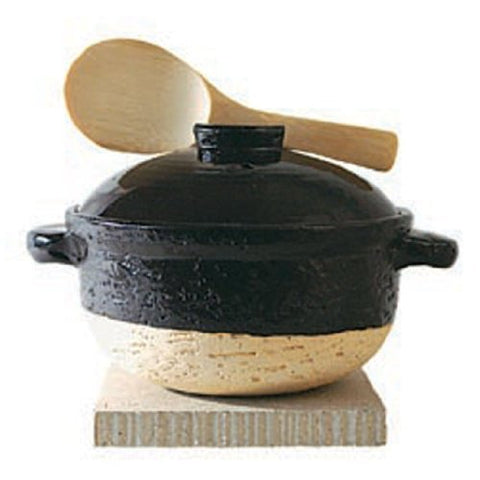 Iga-Mono Kamado San Rice Cooker With Rice Spatula, Stone Cray Trivet, 1-go / 7.1/4"D x 5.1/4"H, 20 oz