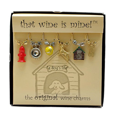 A Dog's Life Wine Charms, Painted