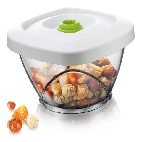 Tomorrow's Kitchen Vacuum Storage Container 23oz - White Lid with Grey Stopper