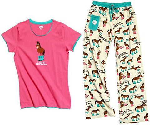 Lazy One I Need My Booty Sleep, Yoga PJ Pant, L and Lazy One I Need My Booty Sleep, Junior's PJ Tee, L
