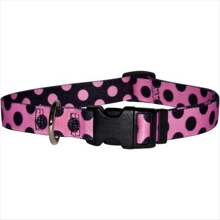 Pink - Black Polka Collection with Contrasting Lead - Small Collar