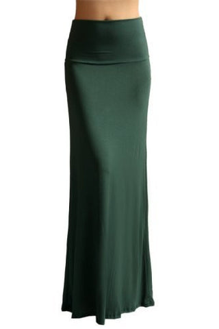 Azules Women'S Rayon Span Maxi Skirt - Solid (Dark Green / Small)