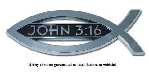 Christian Fish Chrome Auto Emblem (John 3:16)