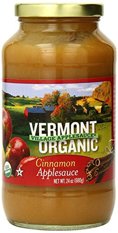 Vermont Village Organic Apple Sauce with Cinnamon, 24 oz jar