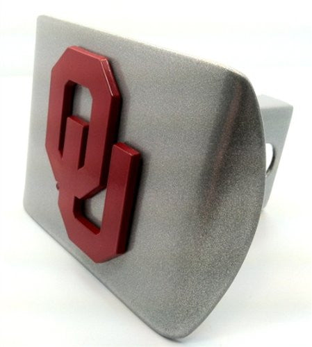 University of Oklahoma (Crimson “OU”) Brushed Chrome Hitch Cover