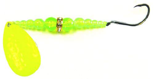 Mack's Lure 09921 Wedding Ring Super Spinner, #1 Hook, 48" Leader,, Chartreuse Blade/Flo Chartreuse Bead