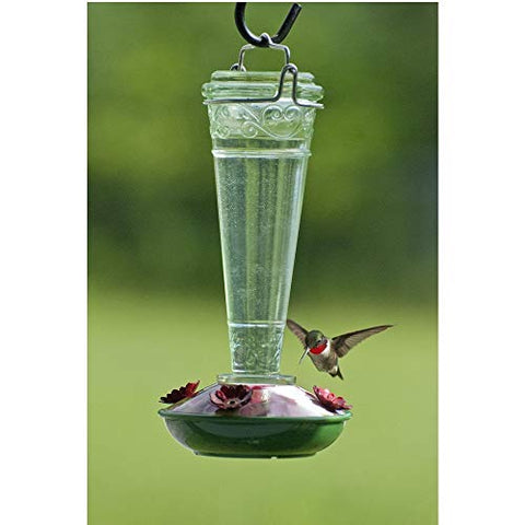 Audubon Torchiere Glass Hummingbird Feeder 4.75”D x 4.75” W x 9”H